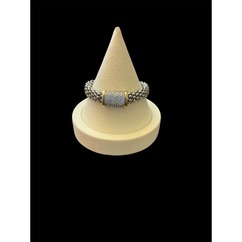 Two Tone Crystal Pave Accent Bracelet